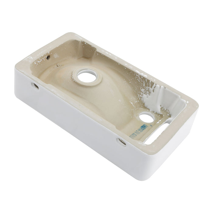 Rectangle, Wall Mount Bathroom Sink & Single Faucet Hole - White