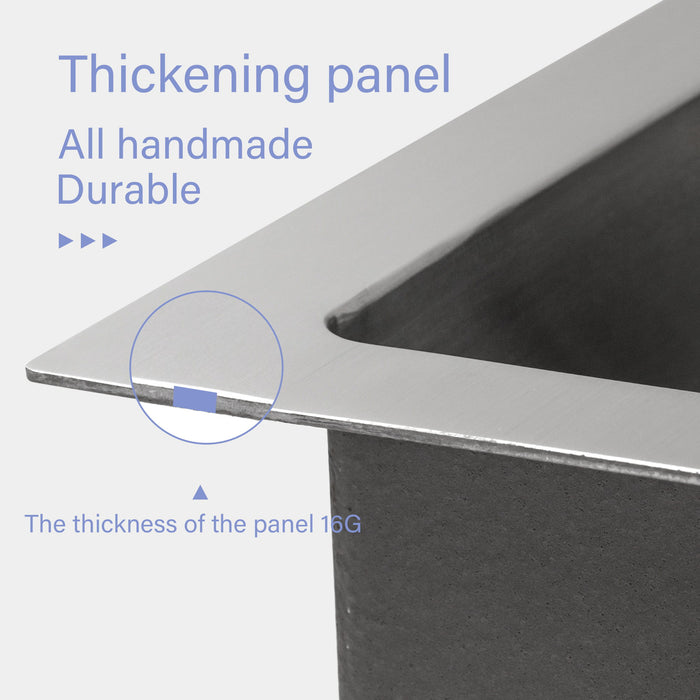 Modern Undermount Stainless Steel Kitchen Sink 16 Gauge, Deep Single Bowl