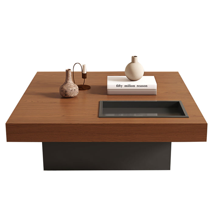 Square Floating Coffee Table For Living Room - Dark Walnut