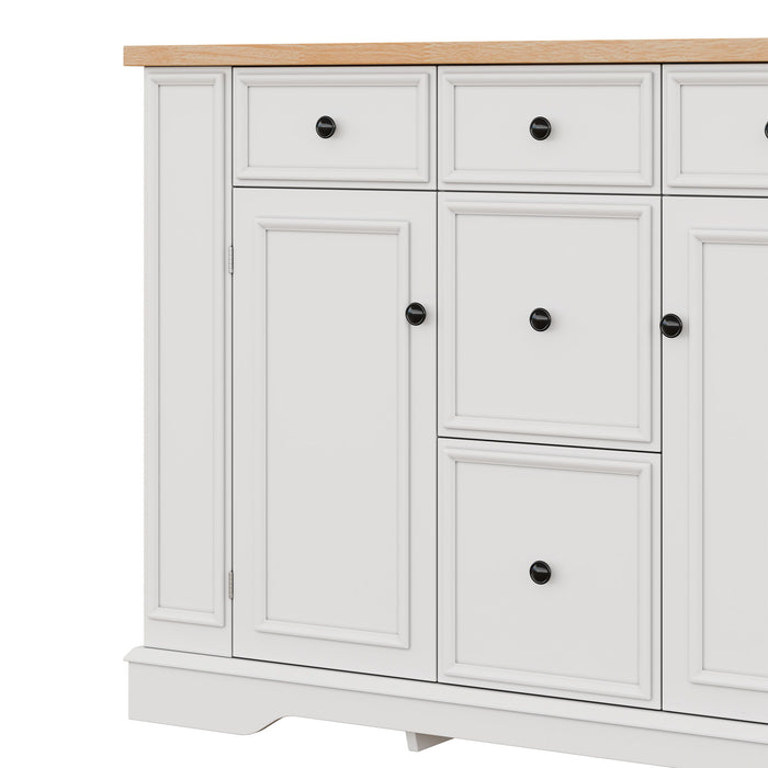 Sideboard Buffet Cabinet With 5 Drawers, 2 Cabinets, Adjustable Shelves