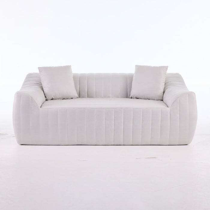 Oversized 2 Seater Loveseat With 2 Decor Throw Pillows, Deep Seat Sofa For Living Rooms