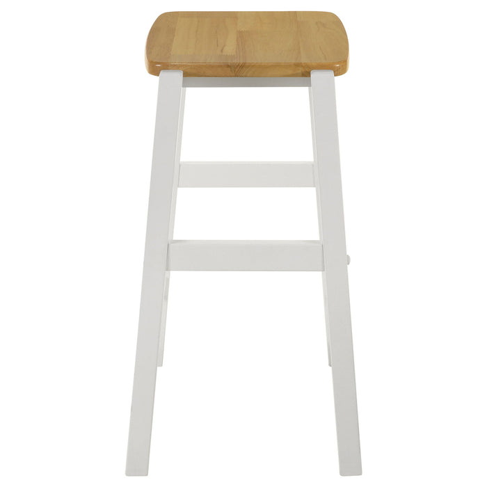 Prager - 3 Piece Kitchen Island Counter Table Set With Overhead Rack And Backless Stools - White