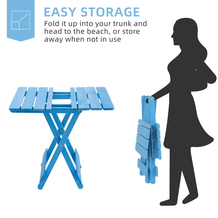 Folding Square Table For Backyard - Blue