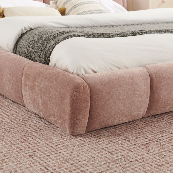 Upholstered Platform Bed Frame, Low Profile Floor Bed, No Box Spring Required