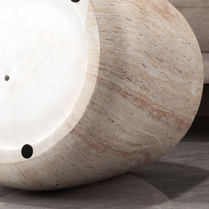 Drum Accent Coffee Table - Beige / Yellow