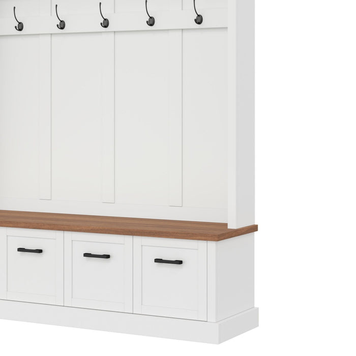 Hall Tree With Storage Bench Mudroom Coat Rack With 6 Hooks