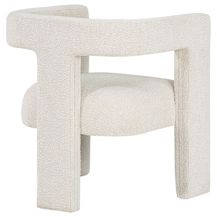 Verda - Upholstered Accent Side Chair In Soft With Rounded Open Back And 3 Leg Base - White