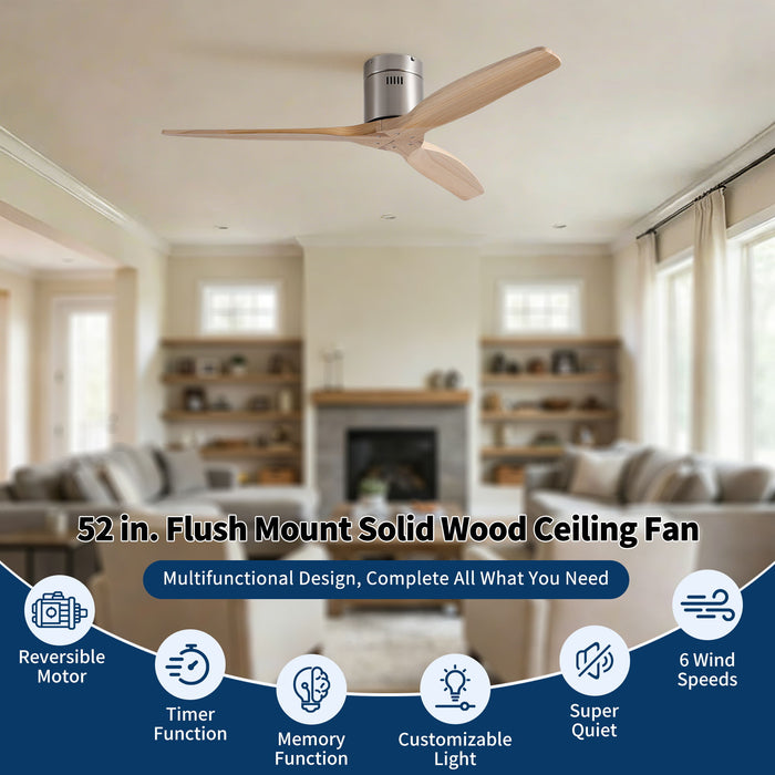 Low Profile Flush Mount Ceiling Fan Without Light