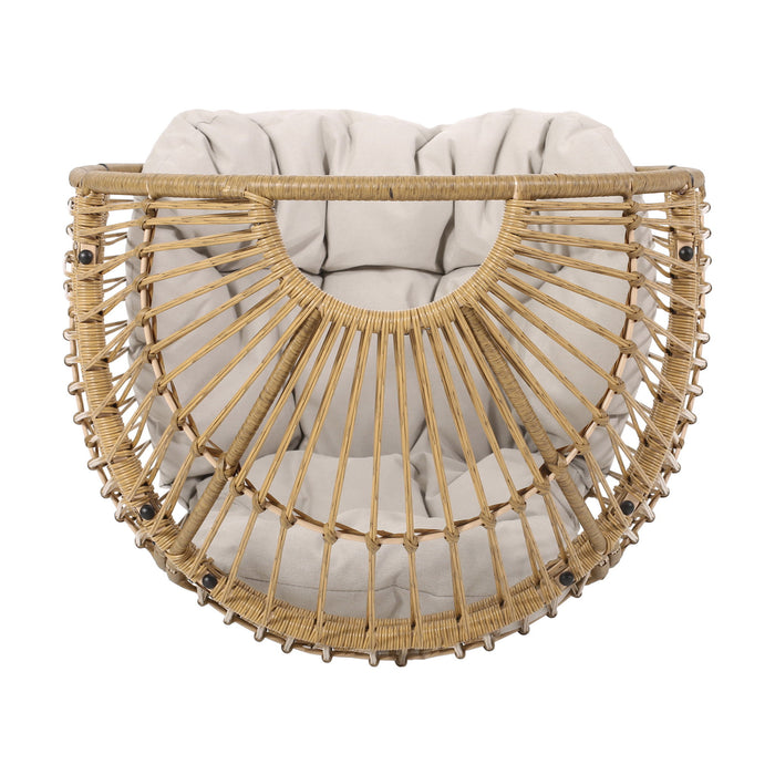 Patio Swivel Basket Egg Chair With Cushion