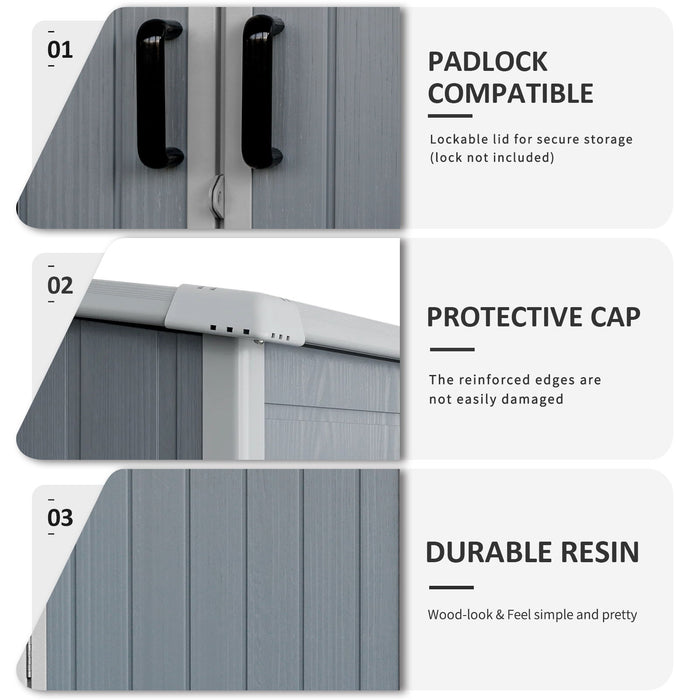 Outdoor Storage Shed Waterproof Resin Cabinet With Lockable Doors For Bikes And Patio Furniture - Gray