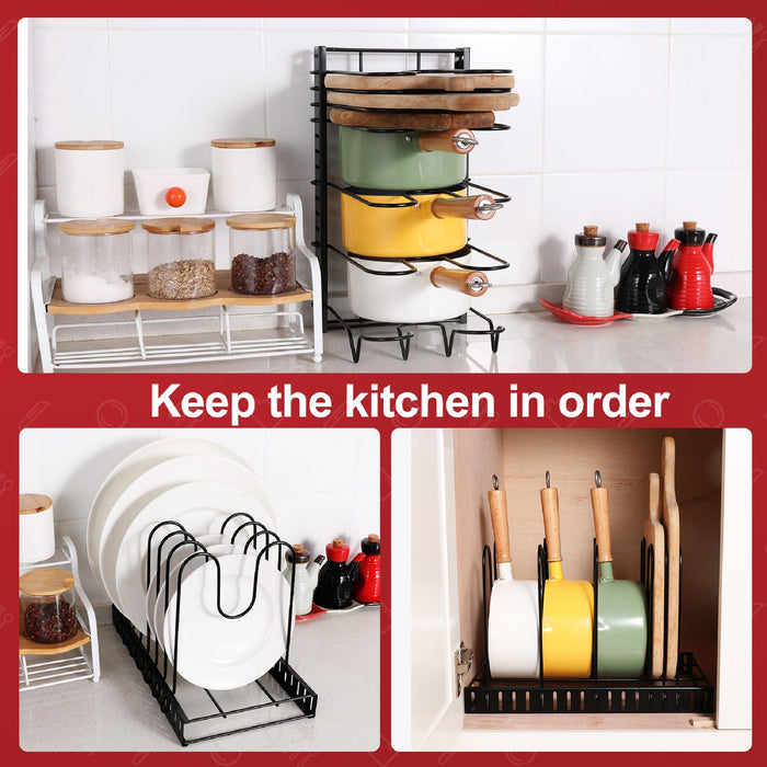 Adjustable Pot Rack Kitchen Storage Organizer - Black