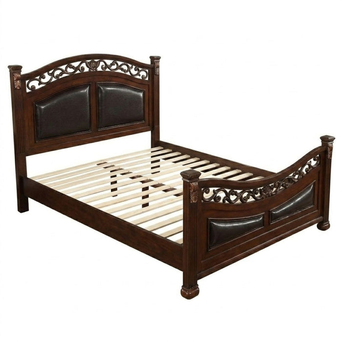 3 Piece Bedroom Set, Traditional Bed With 2 Nightstands
