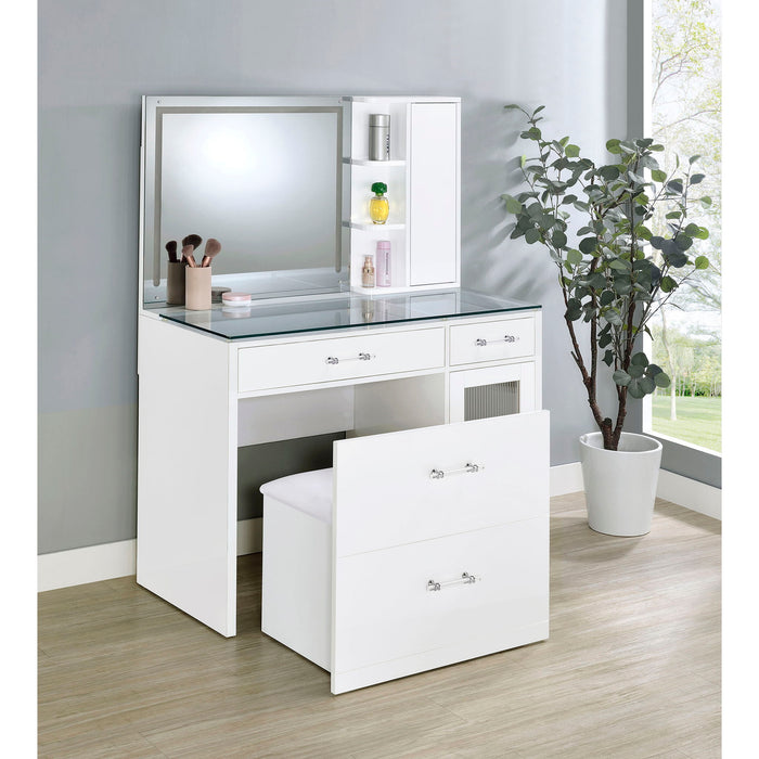 Kerr - 2 Drawer Makeup Vanity Table With Mirror And Stool