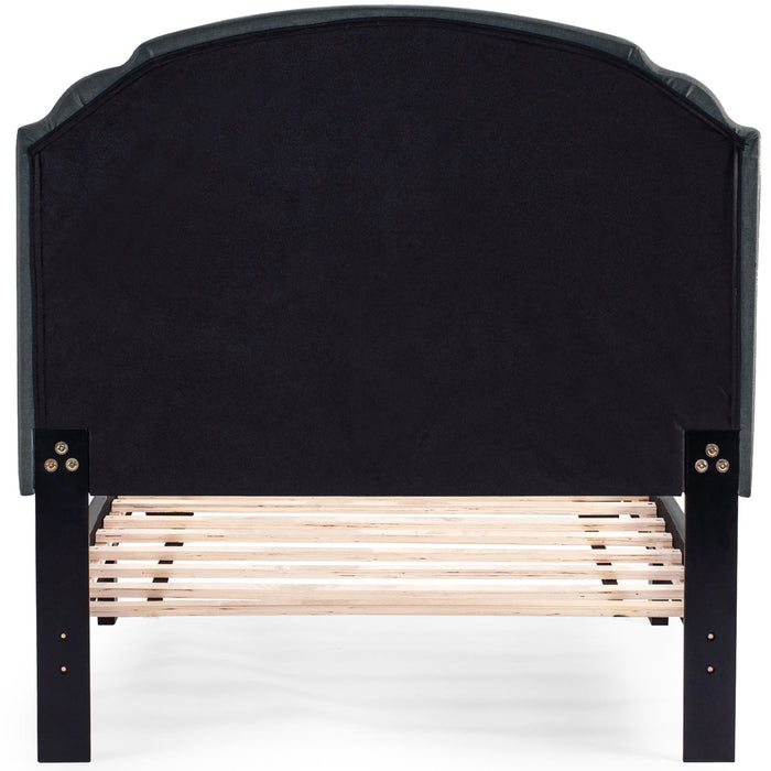 Button Tufted Bed With Nailhead Trim