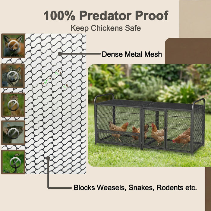 Chicken Cage, Poultry Breeding Coop - Black / Silver