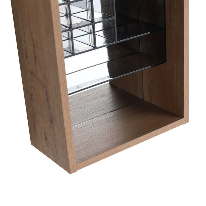 12" Wall Mounted Mirror Cabinet With Storage - Imitative Oak