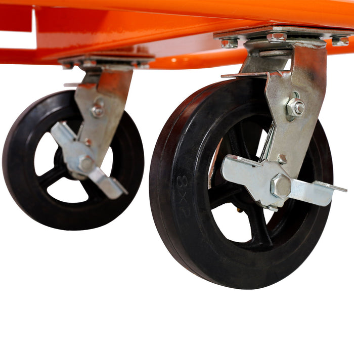 Heavy Duty Drywall Sheet Cart & Panel Dolly With 2400Lbs Capacity, Mold On Rubber Wheels, Steel Construction - Orange