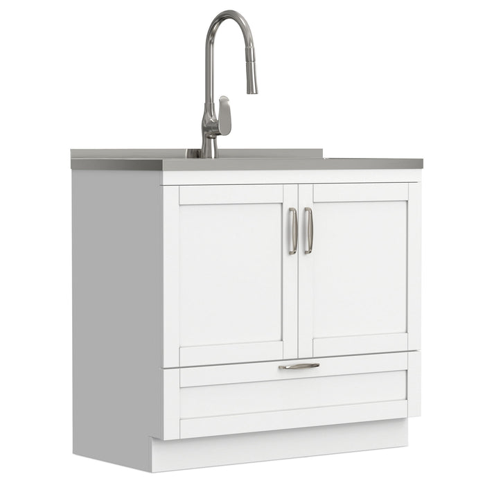Reed - Deluxe Laundry Cabinet With Pull-Out Faucet And Stainless Steel Sink