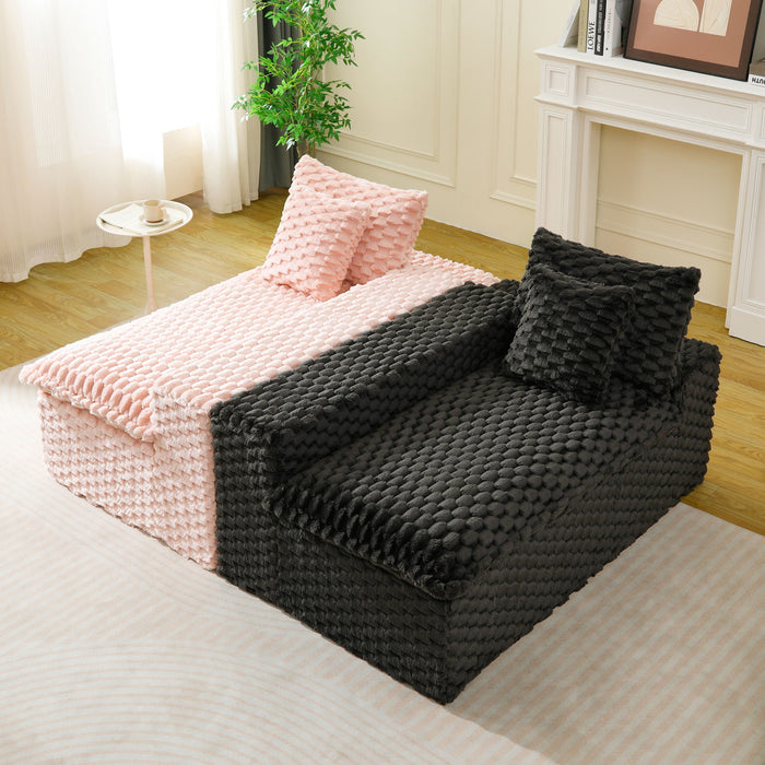 Multifunctional Sofa Pink Black, Fits 4 People