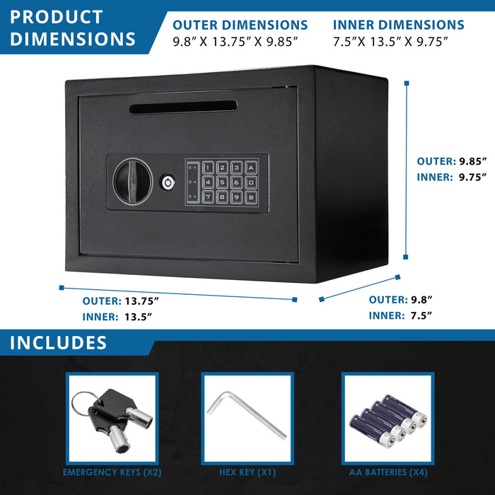 Compact Keypad Depository Safe - Black