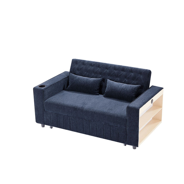 Pull-Out Sofa Bed Convertible Couch With Adjustable Backrest For Living Room