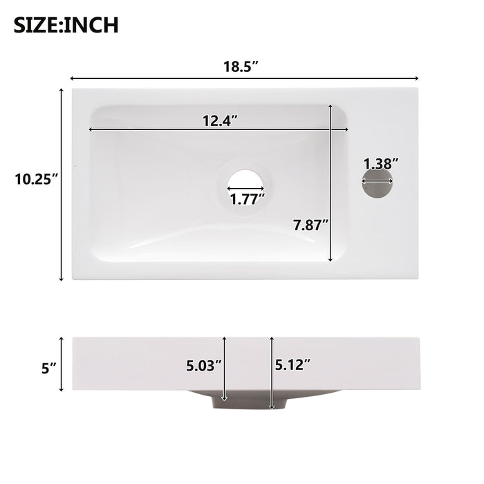 Bathroom Vanity With Reversible Resin Sink, Cabinet & Zinc Alloy Handles - Wood