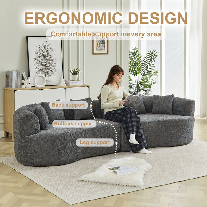 Curved Sectional Sofa With 6 Pillows