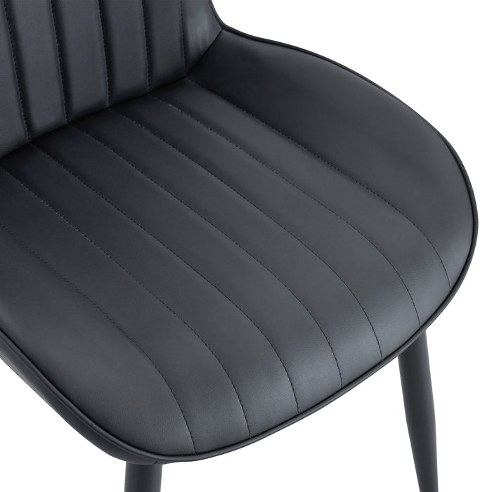 Minimalist Ergonomic Dining Chair (Set of 4) With Curved Cushions And Metal Frame - Black