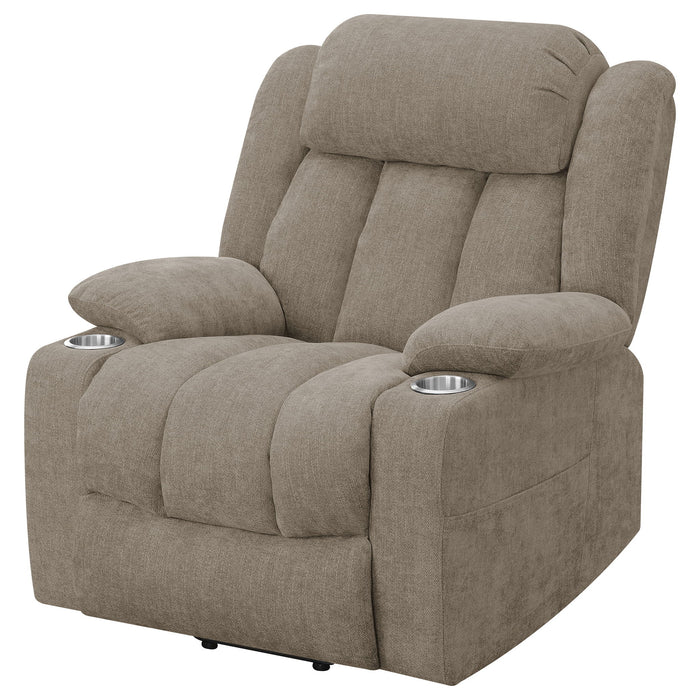 Beca - Upholstered Power Lift Recliner With Cupholders And USB Charging
