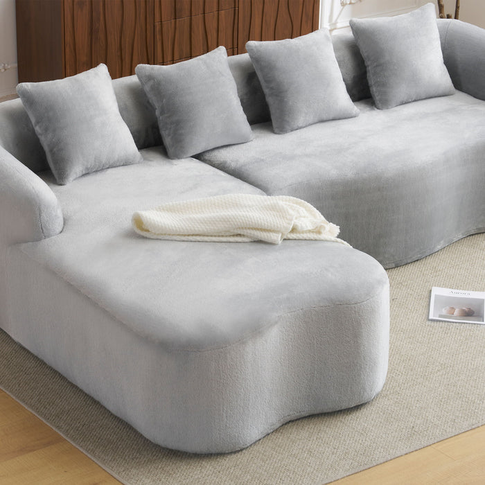Modular L-Shape Sectional Sofa With Curved Chaise