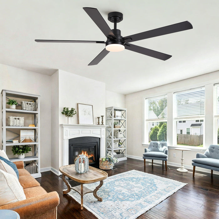 Ceiling Fan With Lights And Remot With Quiet DC Motor, 6 Speeds, Reversible Blades - Black