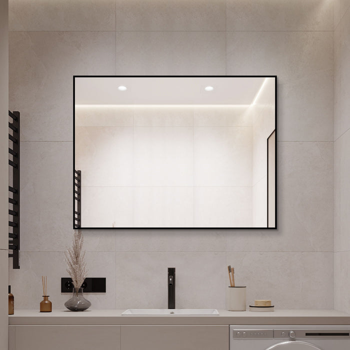 Framed Wall Mirror For Bathroom - Black