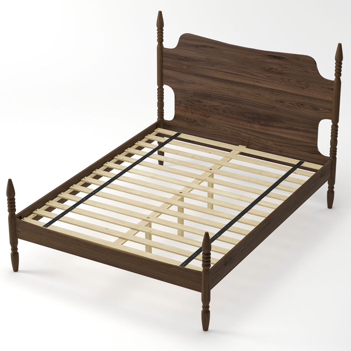 Retro 4 Poster Platform Bed Frame With Curved Tall Headboard