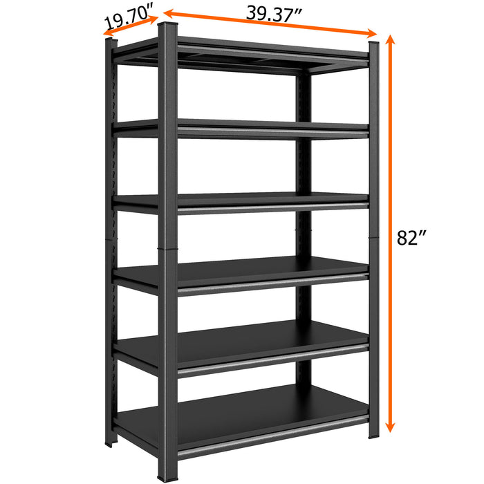 Garage Shelving Units 2400LBS Heavy Duty Storage Shelves Adjustable Metal Shelf 6 Tier - Black