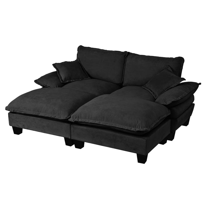 Modular Sectional Sofa With Movable Ottoman & Pillows