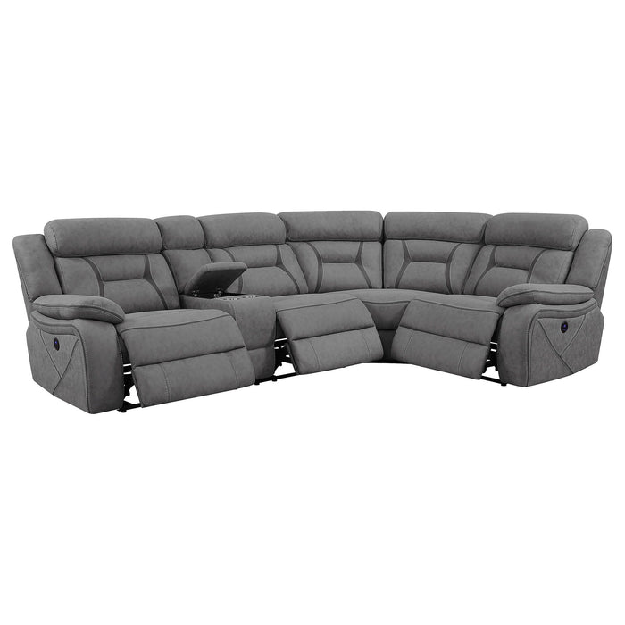 Barton - Upholstered Power Reclining Sectional Sofa - Gray