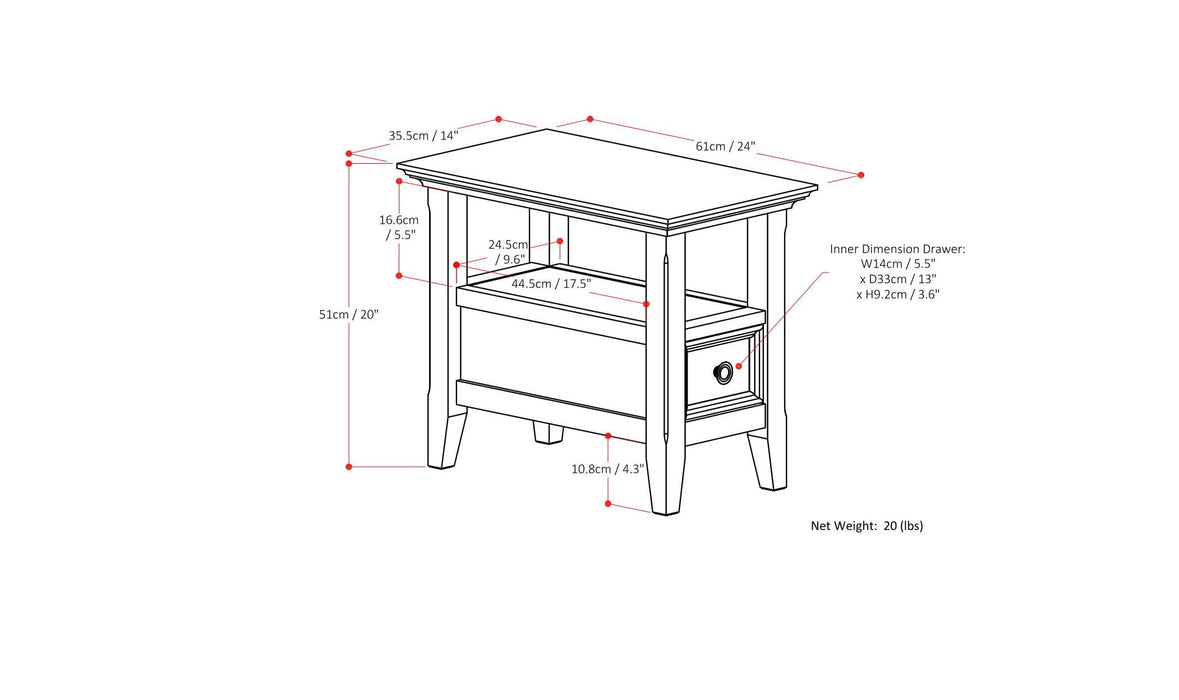 Amherst - Narrow Side Table - Hickory Brown