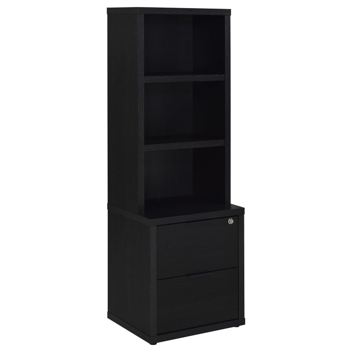 Multifunctional Bookcase With Three Open Shelves, 2 Drawers, Dual USB Charging Outlet
