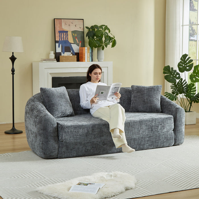 Curved Convertible Sofa, 2 In 1 Fold Out Bed With Pull Out Base And Deep Seat