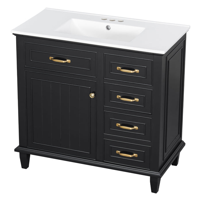 Modern Bathroom Vanity With Sink Top, Flip Drawers, Adjustable Shelf
