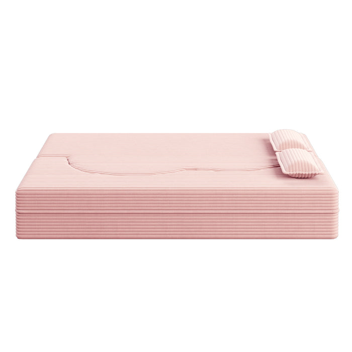 Convertible Plush Corduroy Foam-Filled Sleeper Sofa Bed With 2 Pillows