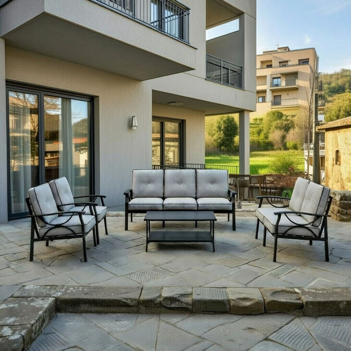 Patio Furniture Set & Coffee Table And Cushions For Backyard