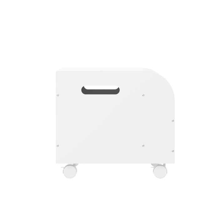 Toy Box With 4 Universal Wheels, Kids Playroom Storage Organizer With Front Bookshelf, Flip Top Lid, Safety Hinge - White