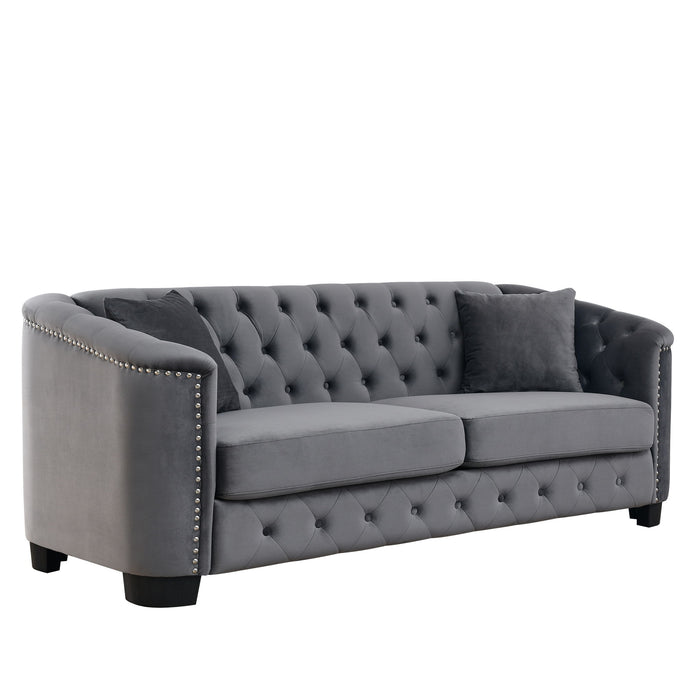 Modern Chesterfield Sofa With Tufted Backrest For Living Room