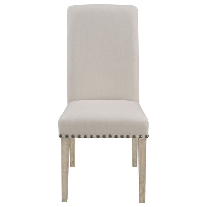 Upholstered Dining Chair With Rolled Edge Seat Back (Set of 2) - Beige