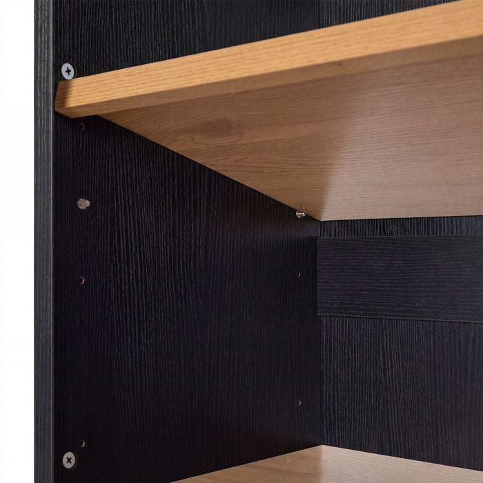 Tall Arched Cabinet With Rattan Doors & Adjustable Shelves