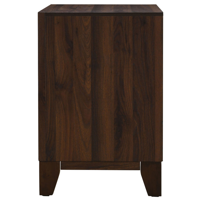 Anza - 2 Drawer Nightstand Bedside Table With Smooth Storage - Walnut
