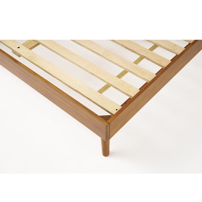 Okioki - Mid-Century Natural Stained Solid Acacia Wood Bed