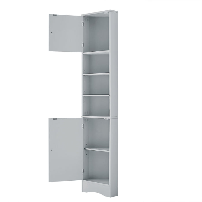 Multi Functional Corner Cabinet With Adjustable Shelves And 2 Doors