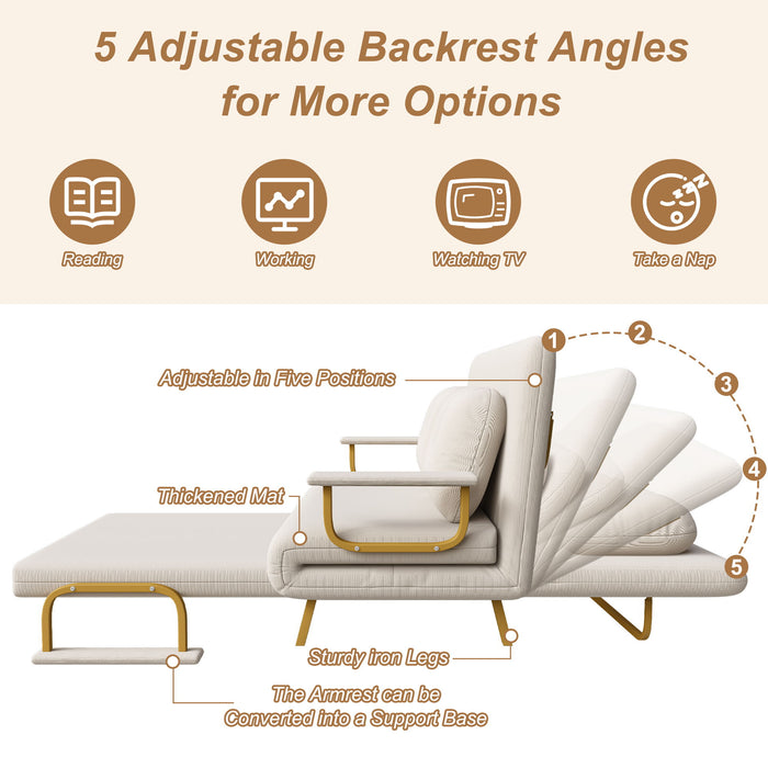 5 In 1 Convertible Sofa Bed For 2 With Adjustable Backrest